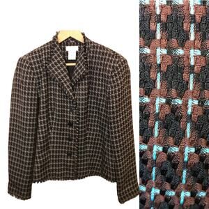 Worthington Houndstooth Blazer Brown Black 14